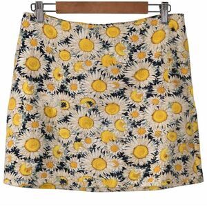 & other stories womens medium mini skirt sun flower yellow linen viscose eu 42